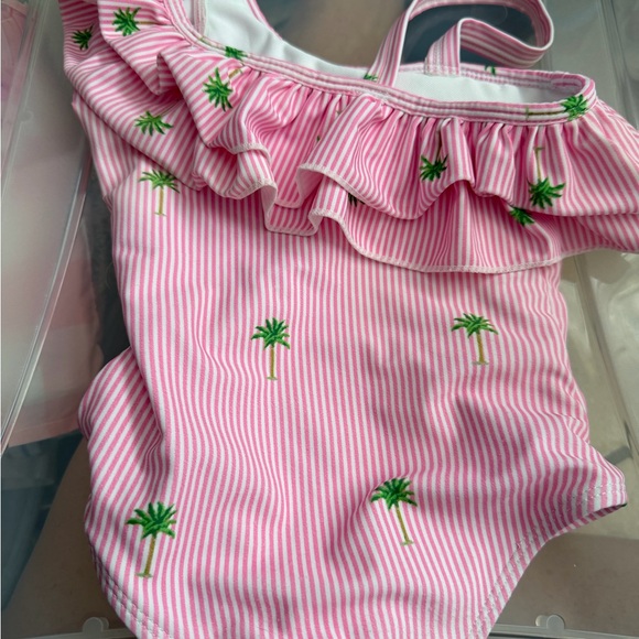 Pink One-Shoulder Kids Swim One Piece - Picture 8 of 10